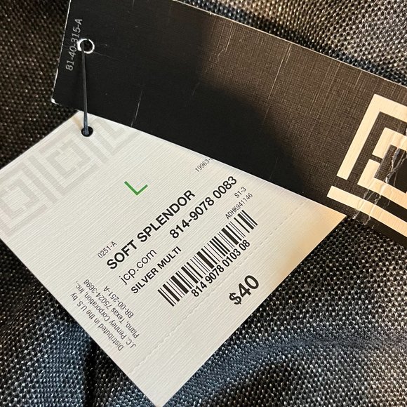 LIZ CLAIBORNE 2 PIECE METALLIC SILVER WITH RHINESTONE EMBLISHEMENTS SIZE L NWT - Picture 8 of 9